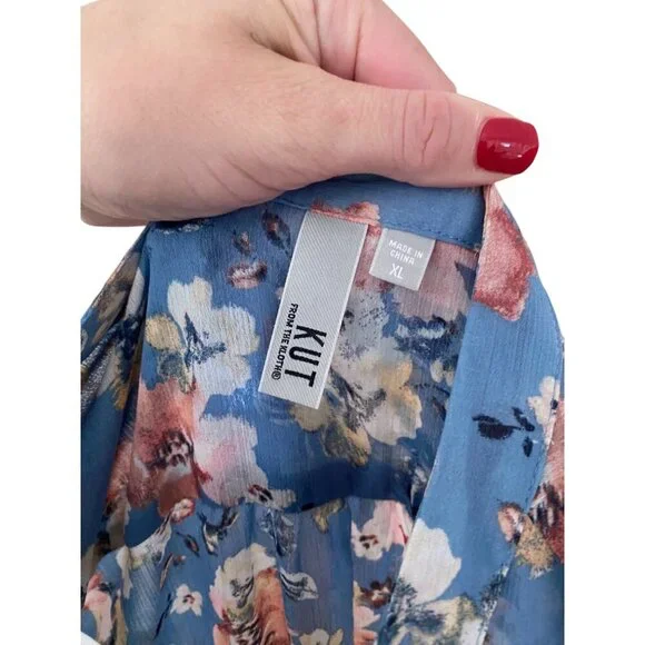 Kut From The Kloth Jasmin Chiffon Bloom Floral XL - Picture 5 of 7